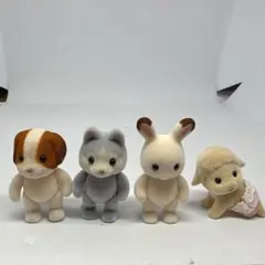 【シルバニア】シフォンイヌ　ハスキーイヌ　ショコラうさぎの赤ちゃん