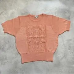 麻混 半袖 ニット トップス XL 春夏 華やかピンク 綺麗め　大きめのサムネイル