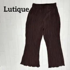 Lutique ルティーク プリーツ ワイドパンツ L ダークブラウン 楽ちん冬