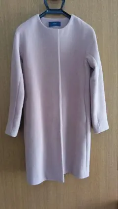 SHIPS ノーカラーコート ピンク系ブラウン色