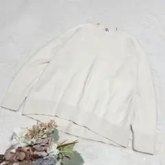 【ユニクロ】UNIQLO スムースコットンリラックスクルーセーター ホワイト L