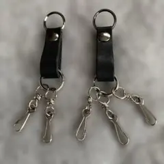 ブラックレザー 2連3連キーホルダー