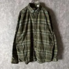 L.L.Bean チェックネルシャツ XL 緑系 カナダ製 グリーン メンズ古着