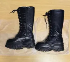 厚底　ロングブーツ　コスプレ　24.5 Lサイズ　ブラック　黒