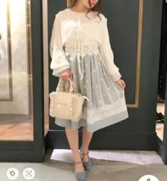 axes femme　チューリップ柄ミドルスカート　ミント