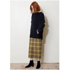 【ほぼ未使用】AEWEN MATOPH チェック タイトスカート イエロー 36