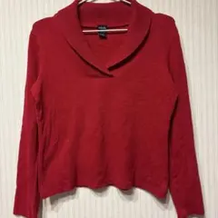 ニット セーター【Ｍ】赤 カラフル おしゃれ服 おでかけ ヴィンテージ 古着