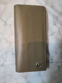 美品 GUCCI シルバーロゴ シボレザー Wホック 長財布 ブラウン - メルカリ