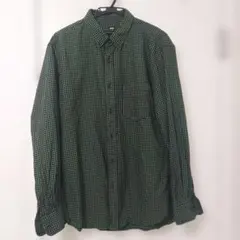 UNIQLO メンズ L ネルシャツ グリーン フランネルチェックシャツ