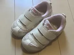 【洗浄済み】Asics スニーカー ホワイト/ピンク ベルクロ【記名なし】