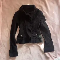 平成パンク系古着y2k♡黒襟針金入りジャケット