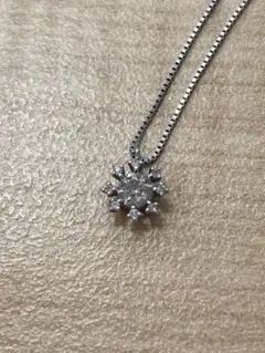 ジュエリーツツミ K14 フラワーダイヤ ネックレス 0.2ct リング セット