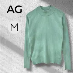 アンドジー　モックネック　リブニット　セーター　プルオーバー　長袖　緑　M