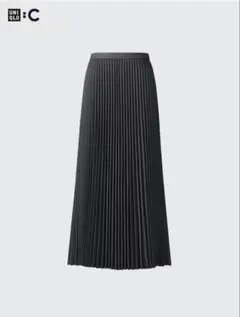 ユニクロC アコーディオンプリーツスカート　ブラック　 シフォン ロングスカート