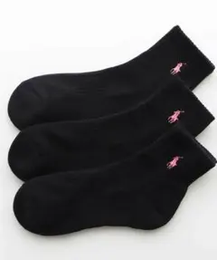 POLO RALPH LAUREN ショートソックス　23-25cm 黒　ピンク