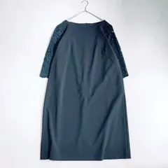 美品✨アンタイトル 大きいサイズ 3L フォーマル ワンピース 袖レース 紺