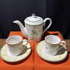 NARUMI ティーポット デミカップ＆ソーサー 2客セット 花柄新品