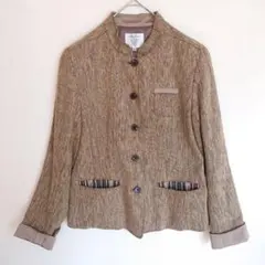 ビルダジュール ツイードジャケット シルク イタリア製生地 バンドカラー