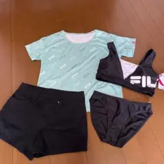 新品未使用タグ付き　FILA 160 水着4点セット ミントグリーン・ブラック