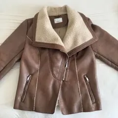 EGOIST ブラウンレザー ボア付きジャケット