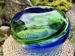手作りの美しいガラス　手吹のヴィンテージの花瓶　琉球ガラス　ムラーノグラスのサムネイル