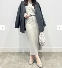 アーガイル柄 グレー ホワイト　GU ニットカーディガン