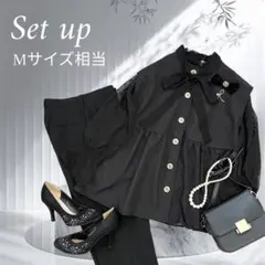 【Mサイズ相当】パンツスーツ　ママスーツ　セレモニースーツ　フォーマル3点セット