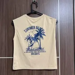 キッズ タンクトップ 120 ベージュ ヤシの木 サーフ 夏 男の子のサムネイル
