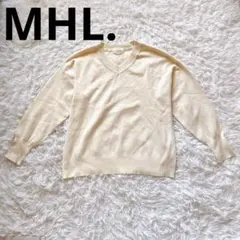 MHL. コットンリネン カーディガン ネイビー Lサイズ
