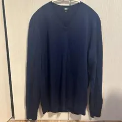 UNIQLO ユニクロ　メンズ　毛 Vネック セーター ネイビー L