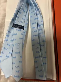 エルメス 水色 馬柄 ネクタイ