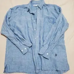 ⑱UNIQLO JW anderson青と白のストライプ コットンシャツ