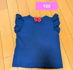 【100サイズ】futafuta ミニーマウス チュール袖 リブトップス