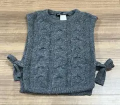 ZARA サイドリボン ベスト　グレー