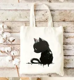 黒猫イラストトートバッグ