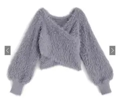 GRLフェザーニットカシュクールトップス［kz448］/ブルー