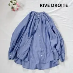 RIVE DROITE 透け感 バンドカラー シャツ コットン ブルー