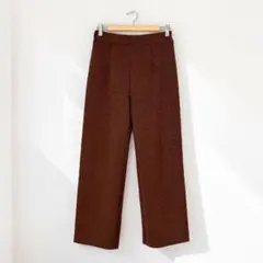ジーナシス パンツ イージー ジャカード素材 ブラウン ウエストゴム（F）上品