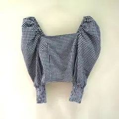 ギンガムチェック　パフスリーブトップス