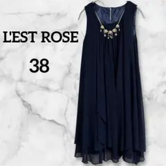 【美品】レストローズ 2way シフォンワンピース ネイビー パール 38 M