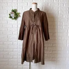 a1579 hua-hua 刺繍チュニック ワンピース 100%コットン茶