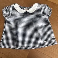 petit main ギンガムチェック シャツ 90 ネイビー　女の子　春　夏