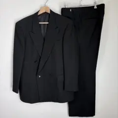 vintage ダブルブレスト セットアップスーツ アジャスター 黒 日本製 L