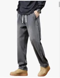 テンセル混 イージーパンツ XL グレー ストレート