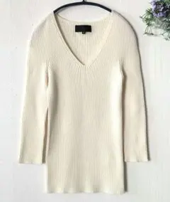 【美品】☆UNTITLED　アンタイトル☆　七分丈リブニット　ウール100%