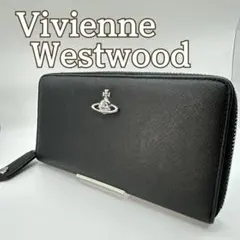 美品 ヴィヴィアンウエストウッド サフィアーノ レザー ラウンドファスナー長財布