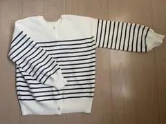 discoat ホワイト/ネイビー ストライプ カーディガン