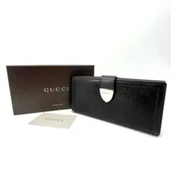 極美品✨グッチ 二つ折り 長財布 GG柄 レザー Wホック 箱付き シルバー
