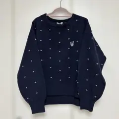 新品★ESSEME★猫刺繍ドット柄ニット