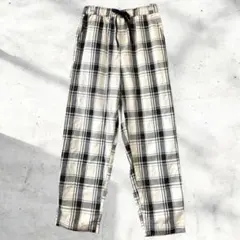 ウィゴー チェックパンツ M ワイド ストレート ウエストゴム a5357B